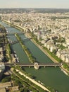View of Seina river and bridges from Eiffel tower Paris Royalty Free Stock Photo