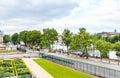 View of the Seine, the bridge of arts and Quai Francois Mitterand Royalty Free Stock Photo