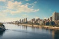 View of the Seine river and the city of Paris, France, Panorama on Cairo, seafront of Nile River, AI Generated Royalty Free Stock Photo