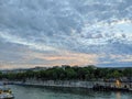 View of the seine river and sunset in Paris Frace