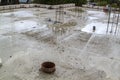 view of the seized concrete base slab between floors. Constructi Royalty Free Stock Photo