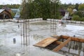 view of the seized concrete base slab between floors. Constructi Royalty Free Stock Photo