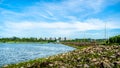 A view of Seletar Dam from pavilion at Rowerâs Bay Park, Singapore