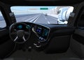 View from self-driving truck interior on highway