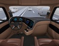 View from self-driving truck interior on highway