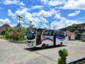 View of the Seloaji Ponorogo bus terminal, East Java, Indonesia on a sunny day.