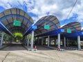 View of the Seloaji Ponorogo bus terminal, East Java, Indonesia on a sunny day.