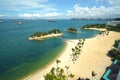 View of sentosa island beaches from Palawan beach aerial Royalty Free Stock Photo