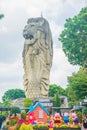 A view of Sentosa Island, Singapore. Merlion statue. Royalty Free Stock Photo