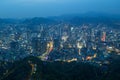 View of Seoul from above at dusk Royalty Free Stock Photo