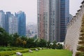 View from Seoul city wall on Namsan hill over the city Royalty Free Stock Photo