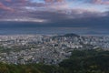 View of Seoul at sunset from Inwangsan Royalty Free Stock Photo