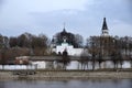 View on Seraya river and Aleksandrovskaya Sloboda in spring, Aleksandrov, Vladimir Region, Russia