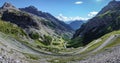 View of serpentine road of Stelvio Pass, Bormio side