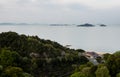 View of the Seto Inland sea and the islands from Kyukamura Setouchi Toyo, a scenic resort on Shikoku