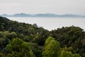 View of the Seto Inland sea and the islands from Kyukamura Setouchi Toyo, a scenic resort on Shikoku