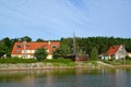 View of the settlement Fishing from the Curonian Bay, the Kaliningrad region, Russia Royalty Free Stock Photo