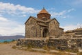 View of the Sevanavank, monastic complex located on the shore Lake Sevan. Armenia