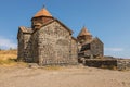 View of the Sevanavank, monastic complex located on the shore Lake Sevan. Armenia