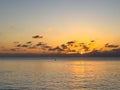 A view of Seven Mile Beach in Grand Cayman Island with a beautiful sunset Royalty Free Stock Photo