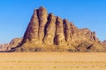 Seven Pillars of Wisdom rock formation, in Wadi Rum Royalty Free Stock Photo