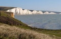 View of the Seven Sisters chalk cliffs at Hope Gap, Seaford, East Sussex on the south coast of England UK. Royalty Free Stock Photo