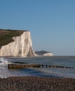 View of the Seven Sisters chalk cliffs at Hope Gap, Seaford, East Sussex on the south coast of England UK. Royalty Free Stock Photo