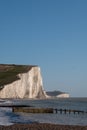 View of the Seven Sisters chalk cliffs at Hope Gap, Seaford, East Sussex on the south coast of England UK. Royalty Free Stock Photo