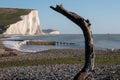 View of the Seven Sisters chalk cliffs at Hope Gap, Seaford, East Sussex on the south coast of England UK. Royalty Free Stock Photo