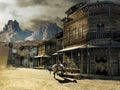 Old western town close to mountains Royalty Free Stock Photo