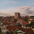 View of several resident's houses arranged neatly before sunset in Bogor city, Indonesia