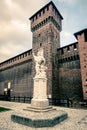 View of Sforza Castle Milan city at dusk Royalty Free Stock Photo