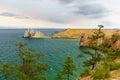 View of Shaman Rock. Lake Baikal. Olkhon Island. Russia Royalty Free Stock Photo