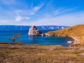 Shamanka Rock, Cape Burkhan, Olkhon Island, Lake Baikal, Siberia, Russia Royalty Free Stock Photo