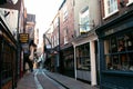 View of The Shambles at dawn, in York, North Yorkshire, England.