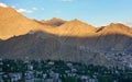 Leh Palace and City- View from the Shanti Stupa in Leh district, Ladakh, in the north India - 2019 Royalty Free Stock Photo