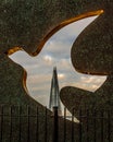 View of the Shard from a Bird's shape sculpture, London Royalty Free Stock Photo