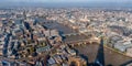 View from the shard down the thames from southwark bridge to wesminster Royalty Free Stock Photo
