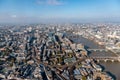 View from the shard down the thames from southwark bridge to wesminster Royalty Free Stock Photo