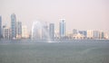 The view on Sharjah fountain and man-made lake Royalty Free Stock Photo