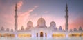 Sheikh Zayed Grand Mosque at sunset Abu-Dhabi, UAE Royalty Free Stock Photo