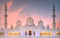 Sheikh Zayed Grand Mosque at sunset Abu-Dhabi, UAE Royalty Free Stock Photo