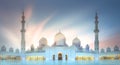 Sheikh Zayed Grand Mosque at sunset Abu-Dhabi, UAE Royalty Free Stock Photo