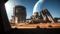 Alien Outpost on a Desolate Desert Planet Royalty Free Stock Photo