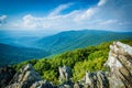 View of the Shenandoah Valley and Blue Ridge from Hawksbill Summit, in Shenandoah National Park, Virginia.