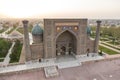 View of Sher-Dor Madrasa from minaret of Ulugbek Madrasah on Reg Royalty Free Stock Photo