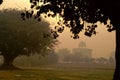 View of Sher Shah Mandal at Purana Qila on a misty morning, India