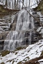 View of Sherman Falls flowing over limestone cliff