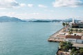 View of Shimonoseki Kanmon Straits and Karato market park in Yamaguchi, Japan Royalty Free Stock Photo