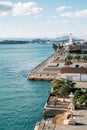 View of Shimonoseki Kanmon Straits and Karato market park in Yamaguchi, Japan Royalty Free Stock Photo